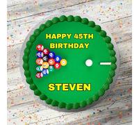 Pool Billiards Personalised Happy Birthday Cake Topper 7.5 Inch Round