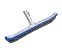 Pool Brush 46cm Blue Curved Bristles Aluminium Back Stainless Steel Clips 31.5mm