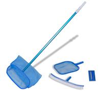 vidaXL Pool Cleaning Set Brush 2 Leaf Skimmers 1 Telescopic Pole Scrubber