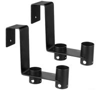 Pool Cleaning Tool Holder Fence Mounted Rack For Brushes Vacuums Strong Steel Construction Rust Proof Coating Easy Install On Rails Up To 1.35 Inch Wide Space Saving Outdoor Storage 2 Pieces