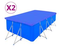 Pool Cover Dark Blue Polyethylene Rectangular 540x270 cm 2pcs 90g/m² Heavy-Duty