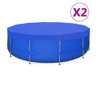 Pool Cover Set Dark Blue PE 2pcs Round Ø460cm 90g/m² with Drain Holes Rope-lock
