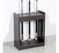Pool Cue Racks, Wooden 6 Holes Cue Stick Organizers Fishing Rod Organizer,Apply to School Home Club Game Room Billiards Bar/Black Wood Grain / 48x24x60cm