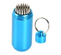 Pool Cue Tip Repair Tool with Key Chain, Professional Aluminum Cue Tip Shape for Better Chalk Adhesion, Portable Billiards Maintenance Accessory- Blue