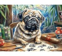 Pool Cute Pug 500 Pcs Jigsaw Puzzle Bundle Fantastic Beasts Family Puzzle Lovers Fun Family Game Mindful Activity Spring Durable Cardboard 500 PCS