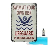 Pool Decorative Signs, Swimming Pool Metal Signs - Summer Pool Warning Signs, Retro Style Pool Rules Metal Sign Living Room Decor Humorous Text Design