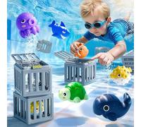 Pool Dive Toys For Kids Ages 3+ - Easy Release Animal Sinking Cage With 6 Marine Pals And 6 Dive Cages And Floating Creatures | Fun Underwater Retrieval Challenge For Backyard Beach Play