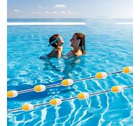 Pool Divider Rope with 2 Metal Hooks, 15ft Floating Safety Lane Line for Indoor/Outdoor Pools, Yellow & White Marking Buoy for Clear Pool Separation