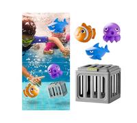 Pool Diving Cages Game Set with Animals Underwater Training Floating Sinking Cage S nd Splash Pools Games Kit Sinkers Fun Summer Swimming Pool Party Gifts for Outdoor Beach Lake (3Animals+1Cage)