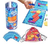Pool Diving Toys For Kids, 40 Soft Geometric Pieces And 18 Challenge Cards, Dive And Match Game, Improves Breath Holding Skills, Home Pool, Community, Beach Day, Party