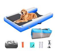 Pool Dog Water Ramp Inflatable Dock Platform, Floating Dogs Ladder for Pool/Lake/Sea, Heavy Duty Foldable Boat Non-Slips dog Stairs with Inflation Pump(Blue)
