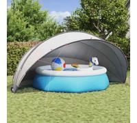 Pool Dome Foldable Grey Orange 546×516×250 cm 185T Polyester PU Coating Outdoor