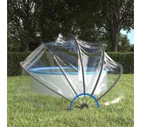 vidaXL Pool Dome Round, Transparent - 406x203 cm PVC - Lightweight and Firm Structure - Easy to Operate and Install - Ground Nail Anchors Included - Suitable for Pools up to 366 cm Diameter