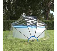 Pool Dome Transparent PVC Fibreglass 315 x 158 cm Round Shelter Cover with Poles