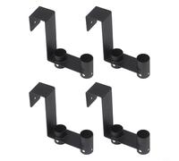 Pool Fence Hooks for Cleaning Tools, Heavy Duty METALs Organizer Rack Holds 4 Attachments, Rust Resistant Storage Hanger for Garden Railings up to 1.35 Inch, Black(4pcs)
