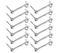 Pool Fence Safety Latch - 12-Pieces Stainless Steel Cabin Hook Latches - Spring-Loaded Privacy Locking Security for Barn Door Pool Gate Cabinet Spa Center Mesh Fence Bathroom