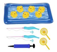 Pool Fishing Toy, Magnetic Duck Fishing Game, Inflatable Water Play Set, Floating Pond for Kids, Boys, Girls, Parent Child Interaction, Summer Beach, Vacation, 14.96 inches