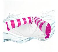 Pool Float Chair, 2-in-1 Inflatable Striped Hammock, Pool Hammock with Bottom Mesh, for Water Lake Sea Beach Pond River Indoor Outdoor Outside Camping