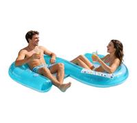 Pool Float for 2 People, Foldable Floating Double Seat Lounge Floats - Pool Water Lounger, for Adults, Friends, Family, Couples, Lake, River, Sunbathing, Summer Holiday, Recreation