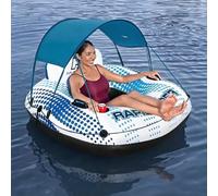 Pool Float, Pool Floats for Adults,Canopy Floating Lounge Chair Recliner with Sun Shade & Cup Holder, Blue 137x137cm