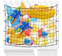 Pool Float Storage Bag - 150x210cm Extra Large Hanging Elastic Mesh Pool Storage with 20 Hooks and Ties, Swimming Pool Hanging Organiser Mesh for Inflatable Rafts, Noodles, Swimming Ring, Balls