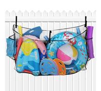 Pool Float Storage Net - Heavy-Duty Floats Holder | 150x85x30cm Polyethylene Large Foldable Space-Saving Toy Net With Bandage For Fence Poolside Organization Party Cleanup Debris Removal Beach