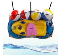 Pool Float Toy Storage Bag,Large Hangable Nylon Mesh Bag Pool Organizer for Balls,Floats,Water Inflatable Toys,Adjustable Swimming Pool Accessories Storage Net Bag Pouch with Buckles