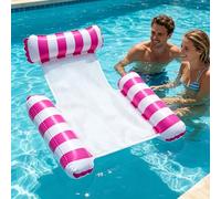 Pool Float Water Hammock,Inflatable Swimming Pool Float Hammock for Adults, Three-tube striped inflatable raft, Inflatable Chair for Summer Water Party Beach or Travel, Pool Toys With Air (Pink)