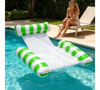 Pool Float Water Hammock,Inflatable Swimming Pool Float Hammock for Adults, Three-tube striped inflatable raft, Inflatable Chair for Summer Water Party Beach or Travel, Pool Toys With Air (Green)