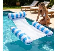 Pool Float Water Hammock,Inflatable Swimming Pool Float Hammock for Adults, Three-tube striped inflatable raft, Inflatable Chair for Summer Water Party Beach or Travel, Pool Toys With Air (Blue)