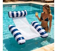 Pool Float Water Hammock,Inflatable Swimming Pool Float Hammock for Adults, Three-tube striped inflatable raft, Inflatable Chair for Summer Water Party Beach or Travel, Pool Toys With Air (Dark blue)