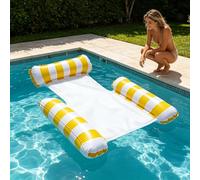 Pool Float Water Hammock,Inflatable Swimming Pool Float Hammock for Adults, Three-tube striped inflatable raft, Inflatable Chair for Summer Water Party Beach or Travel, Pool Toys With Air (Yellow)