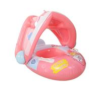 Pool Float With Canopy - Blue, Inflatable Water Ring Raft, Adjustable Sunshade Canopy, Safety Seat Harness, Leg Openings, Durable PVC Material | Hot Weather, Travel, Summer, Outdoor, Bath, Party,