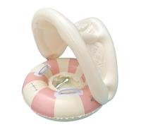 Pool Float With Removable Sunshade - PVC, Foldable bab-y Swimming Pool Float Ring | Vintage Striped Seat Ring | Inflatable Swim Rings For 0-4 Years | Retro Floating Sunshade Toys For Beach