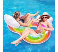 Pool Floaties for Adults, Inflatable Pool Lounge Chairs with Cup Holders for Beach Party Water Park