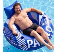 Pool Floats for Adult, 53” 450lb Heavy Duty River Tubes for Floating with Headrest Grab Rope 2 Cup Holder & Double-Sealed Mesh Seat, Large Inflatable Floating Tubes for River Lake Pool Beach