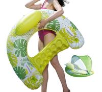 Pool Floats for Adults, Inflatable Water Lounger with Sun Canopy, with Drink Holder and Ergonomic Swimming Island as a Water Lounger for Men and Women in Summer by the River Lake