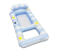 Pool Floats - PVC 154x82cm | Premium Recliner Lounger | Square Striped Mesh Inflatable Chair With Draining Hammock And Cushions For Lakes Beaches And Single-Person Relaxation