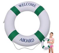 Pool Floats, Swim Foam Life Preserver Ring with Perimeter Rope, 20" Dia. Portable Lightweight Life Ring for Swimming Pool, Lake, River, Seaside, Green