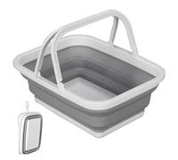 Pool Foot Bath, Feet Cleaner, Foldable Soaking Bucket, Non-Slip Pedicure Basin, Portable Wash Tub, Compact Outdoor Use, Beach Deck Patio Ground Cleaning, 38x29x17.3cm Gray White