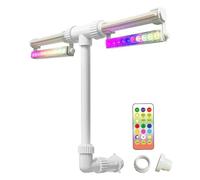 Pool Fountain with Lights, Dual Spray Waterfall Sprinkler, Remote Control LED Light, Rechargeable Plastic Water Feature for Above Ground and In-Ground Swimming Pools, Party Decor White