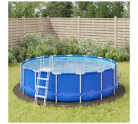 Pool Ground Cloth Light Grey Ø428cm Polyester Geotextile Round 2-Piece Mat Set 1