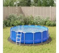 Pool Ground Cloth Round Light Grey 366cm Polyester Geotextile 400g/m² 2pcs 2mm +