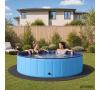 Pool Ground Mat Round Easy Clean EVA Foam 235 x 1 cm Black Set of 16