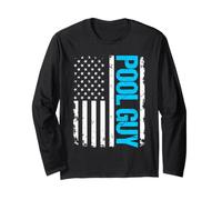 Pool Guy USA Flag Long Sleeve T-Shirt