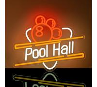 Pool Hall LED Light,Pool Table Neon Light Sign for Wall Art Decor,Game Backdrop for Game Room Bedroom Home Bar Club Party Man Cave,Dimmable Neon Sign Gift for Boys Teen Men USB Powered（15.4"*12.3"）