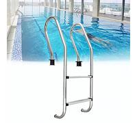 Pool Handrails, 2-Step 304 Stainless Steel Inground Swimming Pool Stairs w/Non-Slip Footstep for Various Swimming Pools