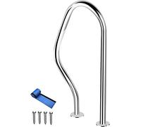Pool handrails,Swimming Pool Hand Rail Pool Rail Pool Railing Pool Handrail Humanized Pool Hand Rail W/Blue Grip Cover 31.5 X 18.5 Inch Pool Railing 304 Stainless Steel Material