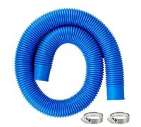 Pool Hose 38mm x 1m Replacement with Clamps - Leak Resistant PE Pipe for Filter Pump Skimmer - Above Ground Swimming Pool Accessory White Blue Black(Blue)