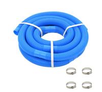 Pool Hose 38mm x 6m Blue LDPE UV Resistant with 4 Clamps Divisible Every 1m Plus